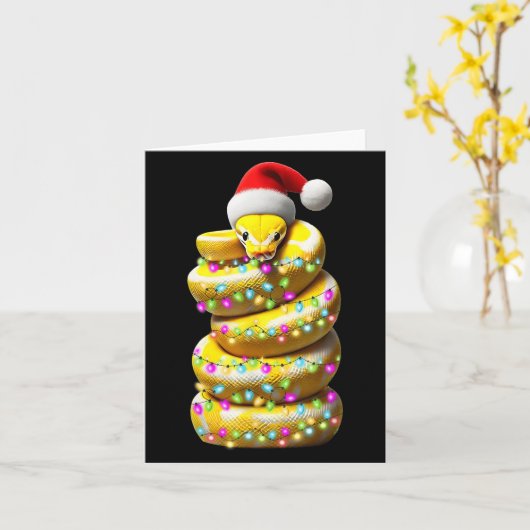 Ball Python Snake Christmas Pet Xmas Kaart (Gele Bloem)