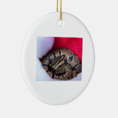 Ball Python Snake in Santa hat afbeelding Keramisch Ornament (Rechts)