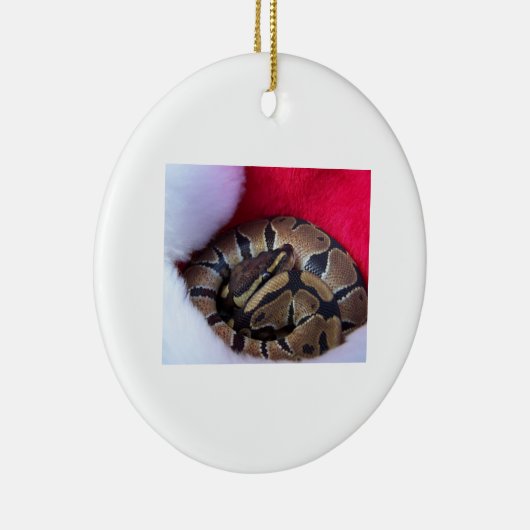 Ball Python Snake in Santa hat afbeelding Keramisch Ornament (Rechts)
