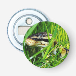 Ball Python Snake in the Grass Button Flesopener