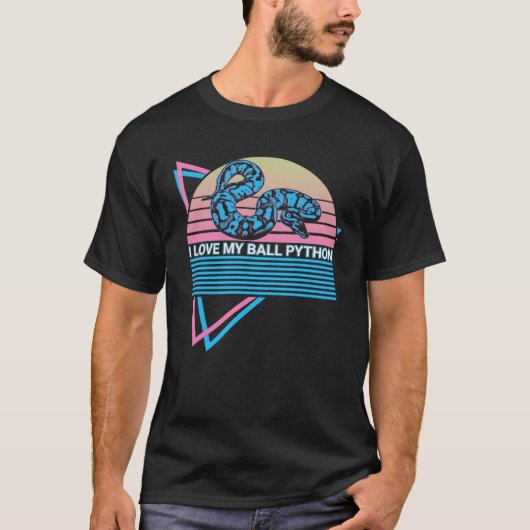 Ball Python Snake Retro Ik hou van mijn Ball Pytho T-shirt (Voorkant)