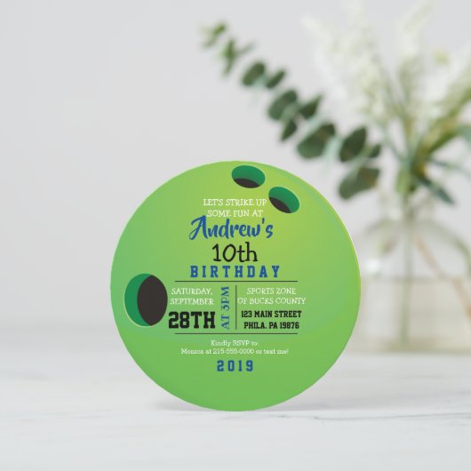 BALL ROUND Birthday Party nodiging Kaart (Staand voorkant)