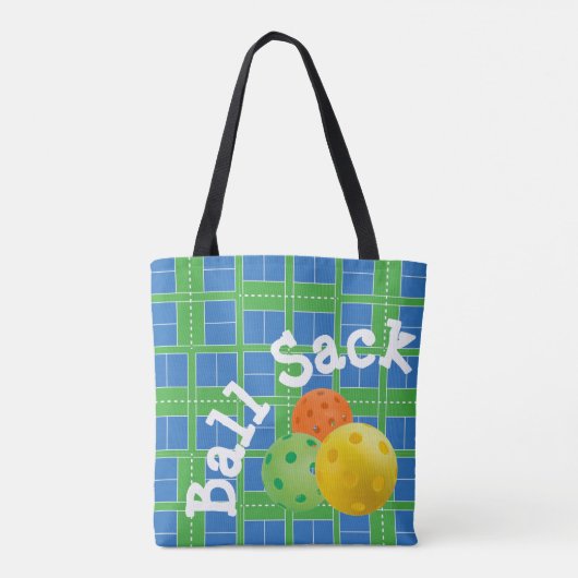 Ball Sack voor Pickleballen - Blauw en Groen Tote Bag (Achterkant)
