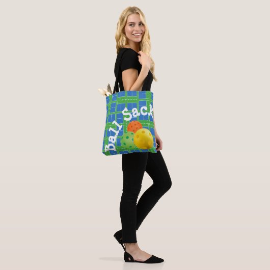 Ball Sack voor Pickleballen - Blauw en Groen Tote Bag (Op model)