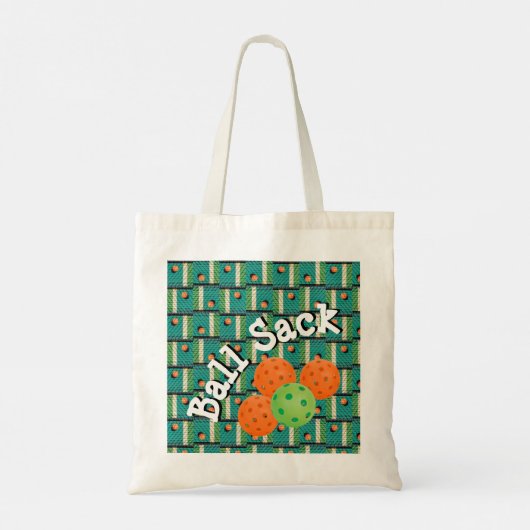 Ball Sack voor Pickleballen - Blauwgroen, Oranje,  Tote Bag (Achterkant)