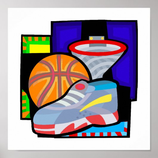 Ball sneakers hoop poster (Voorkant)