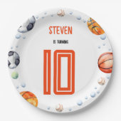 Ball sport kinderen verjaardag papieren bordje (Voorkant)