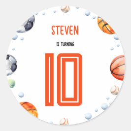 Ball sport kinderen verjaardag ronde sticker