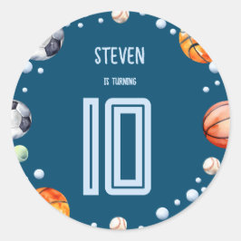 Ball sport kinderen verjaardag ronde sticker