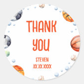 Ball sport kinderen verjaardag ronde sticker (Voorkant)