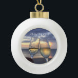 Ball Sunset Beach Keramische Bal Ornament<br><div class="desc">Kerstkerstsieraden met kerstbal - ornamenten met zonsondergang en aanpasbare sms</div>