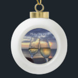 Ball Sunset Beach Keramische Bal Ornament<br><div class="desc">Kerstkerstsieraden met kerstbal - ornamenten met zonsondergang en aanpasbare sms</div>