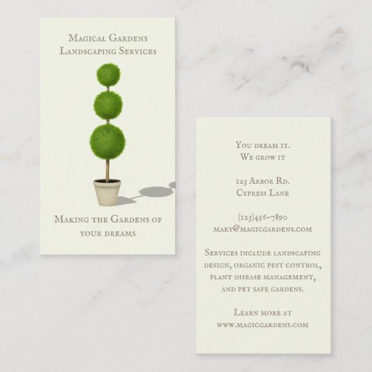 Ball Topiary Garden leek traditioneel legant Visitekaartje (Voorkant / Achterkant)