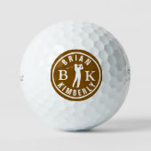 Ball with Golfers Name & initials - monogram brown Golfballen (Voorkant)