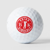 Ball with Golfers Name & initials - red monogram Golfballen (Voorkant)