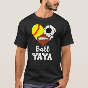 Ball Yaya Heart Softball Football Yaya 1 T-shirt