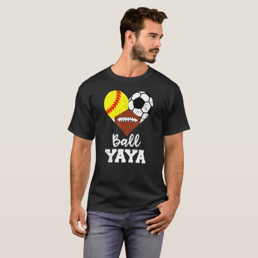 Ball Yaya Heart Softball Football Yaya 1 T-shirt (Voorkant volledig)