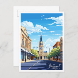 Ballarat Australië vintage reisillustratie Briefkaart