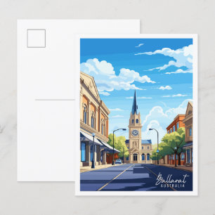 Ballarat Australië vintage reisillustratie Briefkaart
