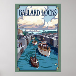 Ballardsloten - Seattle, Poster met reiswieg