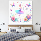 Ballarina, Bloemen en Vlinders Canvas Afdruk (Insitu (Slaapkamer))