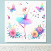 Ballarina, Bloemen en Vlinders Canvas Afdruk (Insitu (Houten vloer))