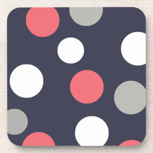 Ballen Cirkels Patroon Grijs Wit Koraal Roze Bier Onderzetter