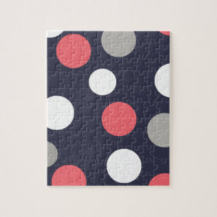 Ballen cirkels patroon grijs wit koraal roze legpuzzel