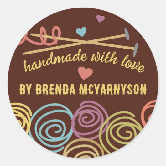 Ballen van garen breien naalden breien ambachten ronde sticker (Voorkant)