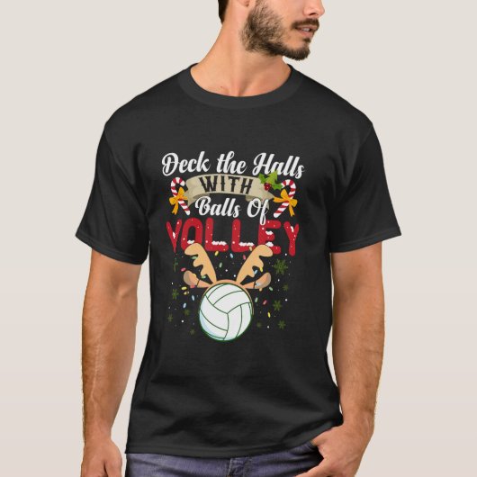 Ballen van Volley Funny Volleybalspeler Ugly Xmas T-shirt (Voorkant)
