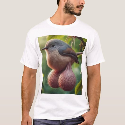Ballen Vogelmeme. Viral Bird met Balls AI Afbeeldi T-shirt (Voorkant)