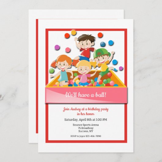 Ballenbak Uitnodigingen (Voorkant / Achterkant)