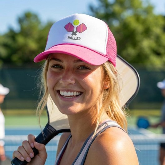 Baller Athletic Crossed Pink Pickleball Paddles  Trucker Pet