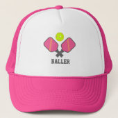 Baller Athletic Crossed Pink Pickleball Paddles  Trucker Pet (Voorkant)