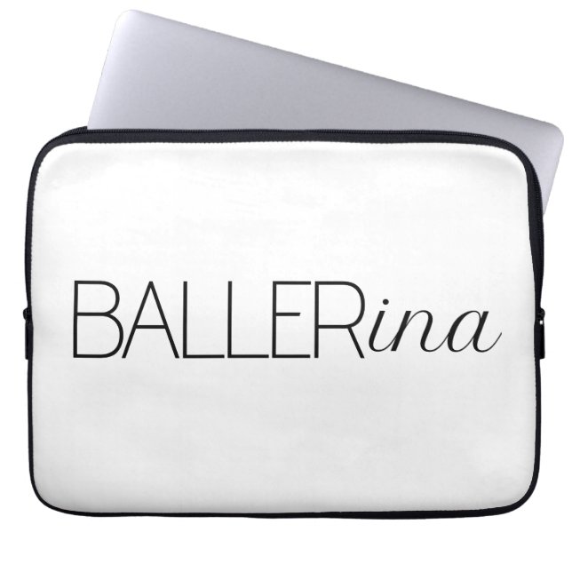 "Baller" Ballerina Laptop Sleeve (Voorkant)