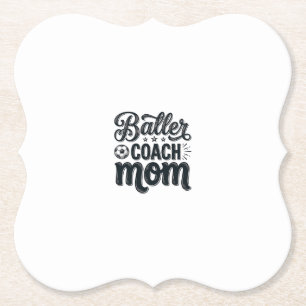 Baller Coach Moeder Vintage Voetbal Shirt Ontwerp_ Kartonnen Onderzetters
