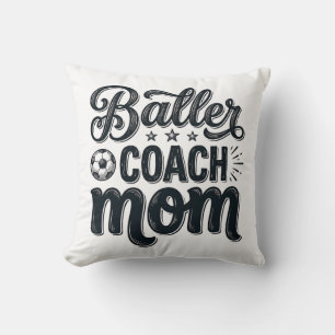 Baller Coach Moeder Vintage Voetbal Shirt Ontwerp_ Kussen