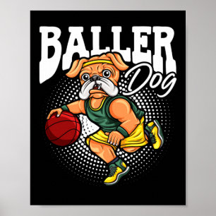 Baller Hond Sport Atleet Bulldog Muscular Dog Bas Poster