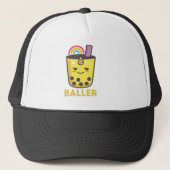 Baller Kawaii Unicorn Boba Drink Trucker Pet (Voorkant)