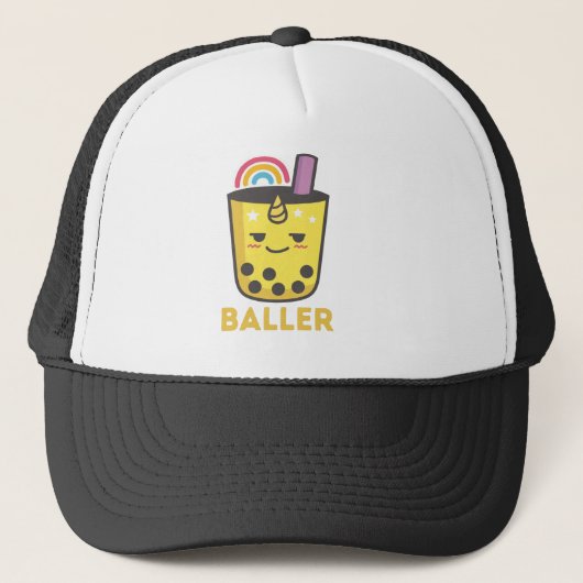 Baller Kawaii Unicorn Boba Drink Trucker Pet (Voorkant)
