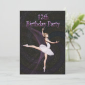 Ballerina 12e uitnodiging van de Birthday party (Staand voorkant)