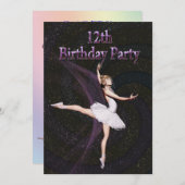 Ballerina 12e uitnodiging van de Birthday party (Voorkant / Achterkant)