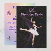Ballerina 15e uitnodiging van de Birthday party (Voorkant / Achterkant)