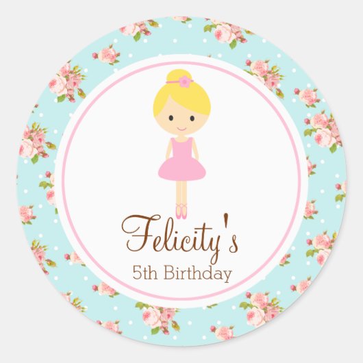 Ballerina 2 inch rond gepersonaliseerd label (Voorkant)