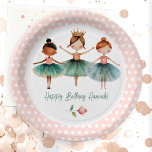 Ballerina 3e verjaardag meisje papieren bordje<br><div class="desc">Schattigee waterverf Ballet Ballerina Verjaardag waterverf kunstwerk. Kinderballerina verjaardagsthema. Gemakkelijk te personaliseren.</div>
