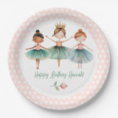 Ballerina 3e verjaardag meisje papieren bordje (Voorkant)
