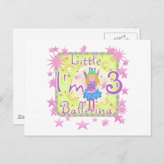 Ballerina 3e verjaardag Tshirts en geschenken Briefkaart (Voorkant / Achterkant)