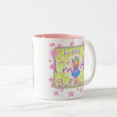 Ballerina 4th Birthday Tweekleurige Koffiemok (Voorkant rechts)