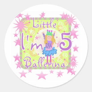 Ballerina 5e verjaardag tshirts en geschenken ronde sticker