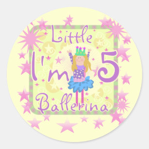 Ballerina 5e verjaardag tshirts en geschenken ronde sticker